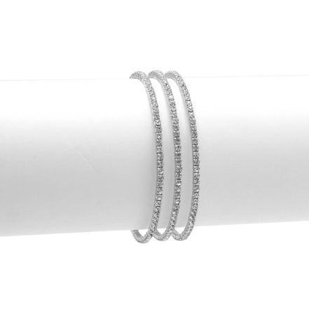 SILVER RHINESTONE CRYSTAL 3 ROW MEMORY COIL WIRE BRACELET#83358CR-S