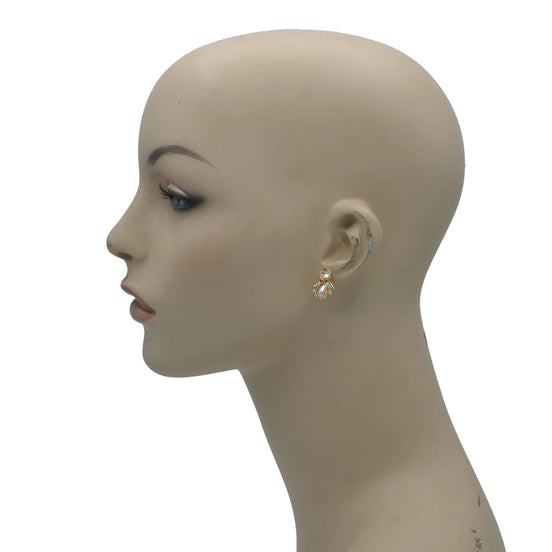 GOLD CRYSTAL TEARDROP PEARL STUD EARRING #SQ121902G(IH8)