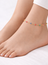 Delicate Gold Beaded Anklet With Multi color Accent Beads – Minimalist Adjustable Chain Anklet#HNA89613GDMT(TG22)