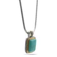 TWO TONE TURQUOISE ENGRAVED PENDANT NECKLACE #12504EH-TRQ (FB17)