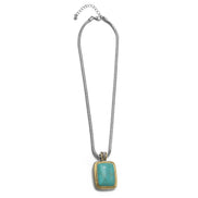 TWO TONE TURQUOISE ENGRAVED PENDANT NECKLACE #12504EH-TRQ (FB17)