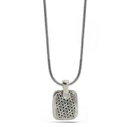 TWO TONE TURQUOISE ENGRAVED PENDANT NECKLACE #12504EH-TRQ (FB17)