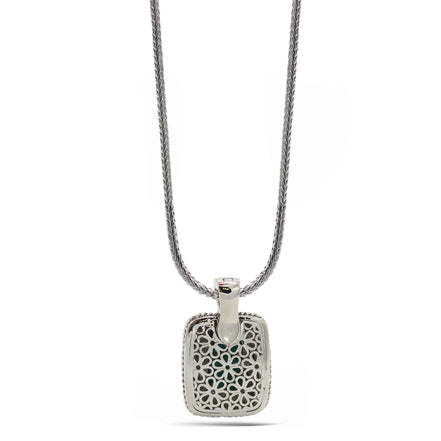 TWO TONE TURQUOISE ENGRAVED PENDANT NECKLACE #12504EH-TRQ (FB17)