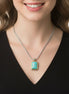 TWO TONE TURQUOISE ENGRAVED PENDANT NECKLACE #12504EH-TRQ (FB17)