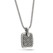 TWO TONE MOTHER OF PEARL ENGRAVED PENDANT SILVER CHAIN NECKLACE #12505EH-MOP (FD6)