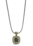 TWO TONE JET CRYSTAL SQUARE PENDANT BOX CHAIN NECKLACE  #73014 EH–JET(FF10)