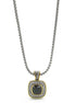 TWO TONE JET CRYSTAL SQUARE PENDANT BOX CHAIN NECKLACE  #73014 EH–JET(FF10)