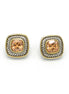 TWO TONE CHAMPAGNE CRYSTAL SQUARE EARRINGS SET #73014ER-CHA (FC10)
