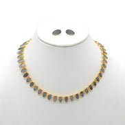 GOLD ABALONE NECKLACE AND EARRINGS SET#HNN+E89815GDAB(RE4-5)
