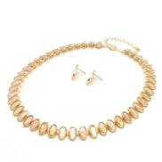 MOTHER OF PEARL GOLD NECKLACE AND EARRINGS SET #HNN+E89815GDBG