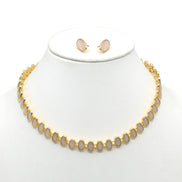MOTHER OF PEARL GOLD NECKLACE AND EARRINGS SET #HNN+E89815GDBG