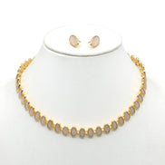 MOTHER OF PEARL GOLD NECKLACE AND EARRINGS SET #HNN+E89815GDBG