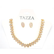 MOTHER OF PEARL GOLD NECKLACE AND EARRINGS SET #HNN+E89815GDBG