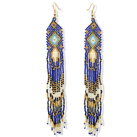 Multi-Color Bohemian Seed Bead Long Tassel Earrings – 6.3" #ER-11916(MD17)