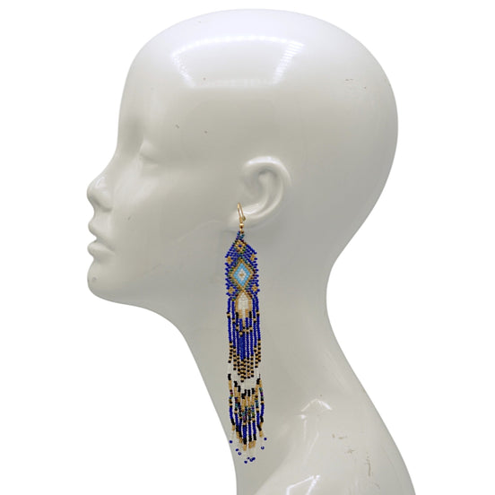 Multi-Color Bohemian Seed Bead Long Tassel Earrings – 6.3" #ER-11916(MD17)