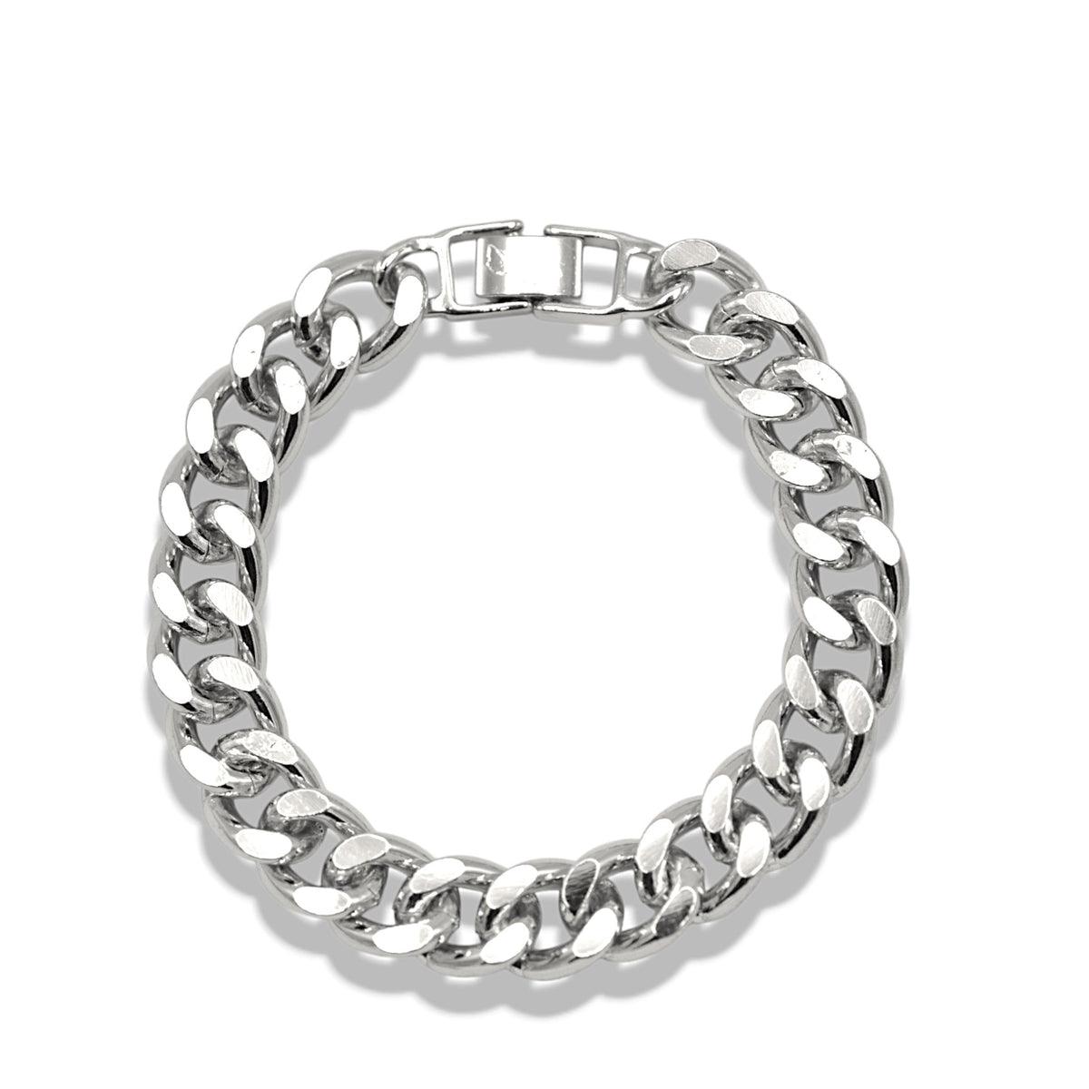 Silver Thick Curb Chain Bracelet 7.5