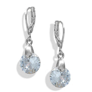Gold Leverback Drop Earrings with Rhodium Clear Crystal – 1.25