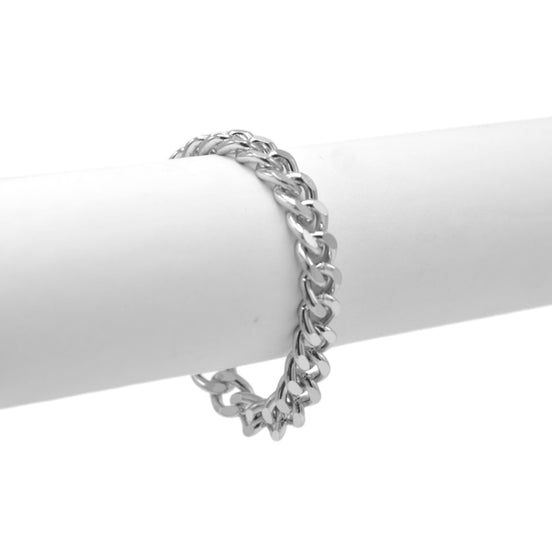 Silver Thick Curb Chain Bracelet 7.5"– Bold Statement Link Jewelry for Men & Women#HNB90465SL (XB15)
