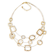 Elegant Gold-Tone Geometric Multi-Layer Necklace – 18