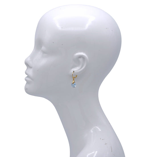 Gold Leverback Drop Earrings with Round Clear Crystal – 1.25"Elegant Sparkling Dangle Jewelry#HNE90908GD(GG12)