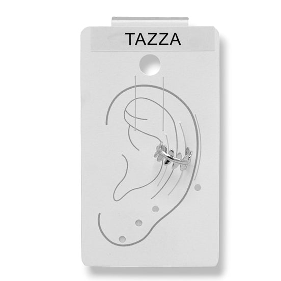 Rhodium Leaf Cuff Ear Clip – 0.5" Inch No Piercing Required Fashion Earring one piece #HNE90913RD