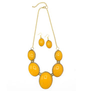 Orange Oval Resin Stone Gold Disc Necklace and Earrings Set#FWNK-1704-106(LC13/DB1)