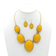 Orange Oval Resin Stone Gold Disc Necklace and Earrings Set#FWNK-1704-106(LC13/DB1)