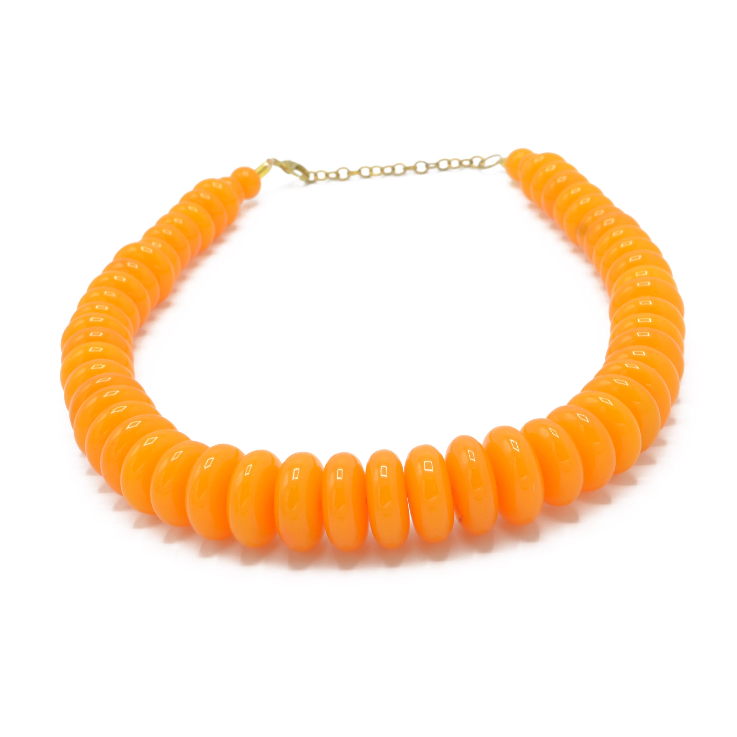 Orange Chunky Resin Beads Necklace #FWNK-1704-103 (LE27)