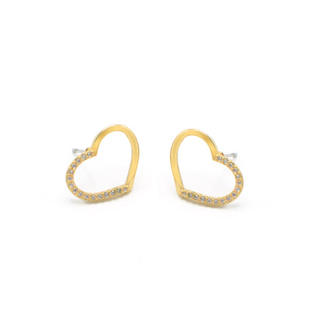 GOLD CRYSTAL HEART POST EARRINGS #SWKK-9484GLD (HH16)