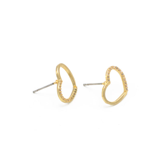 GOLD CRYSTAL HEART POST EARRINGS #SWKK-9484GLD (HH16)