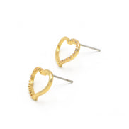 GOLD CRYSTAL HEART POST EARRINGS #SWKK-9484GLD (HH16)