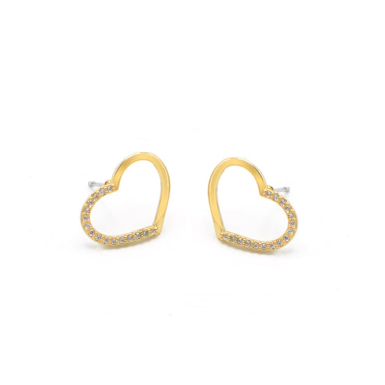 GOLD CRYSTAL HEART POST EARRINGS #SWKK-9484GLD (HH16)