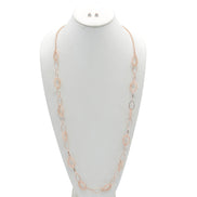 ROSE GOLD CRYSTAL WIRE MESH NET TUBE COLLECTION NECKLACE INSIDE CRYSTAL WIRE MESH EARRINGS AND NECKLACE SET#SWKK-8149RG (TA17/TB17)