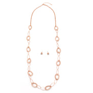 ROSE GOLD CRYSTAL WIRE MESH NET TUBE COLLECTION NECKLACE INSIDE CRYSTAL WIRE MESH EARRINGS AND NECKLACE SET#SWKK-8149RG (TA17/TB17)