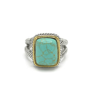 TWO-TONE TURQUOISE AND CRYSTAL RING #12504R-TQ
