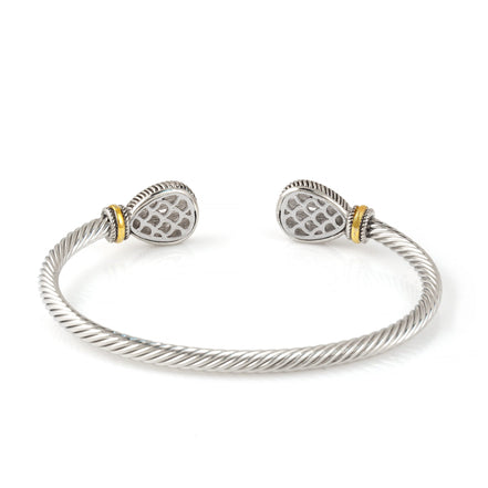 TWO TONE LIGHT ROSE CRYSTAL CLASSIC CABLE BRACELET #73024BR-LT.ROSE(FF1)