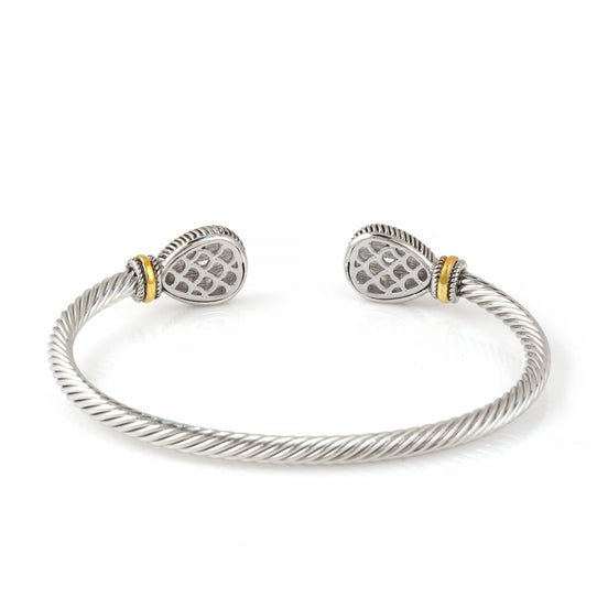 TWO TONE LIGHT ROSE CRYSTAL CLASSIC CABLE BRACELET #73024BR-LT.ROSE(FF1)