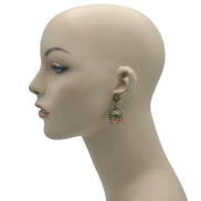 GOLD TURQUOISE AND CORAL DOGRA JHUMKA EARRING #SQMJY-1702GM (JD9)