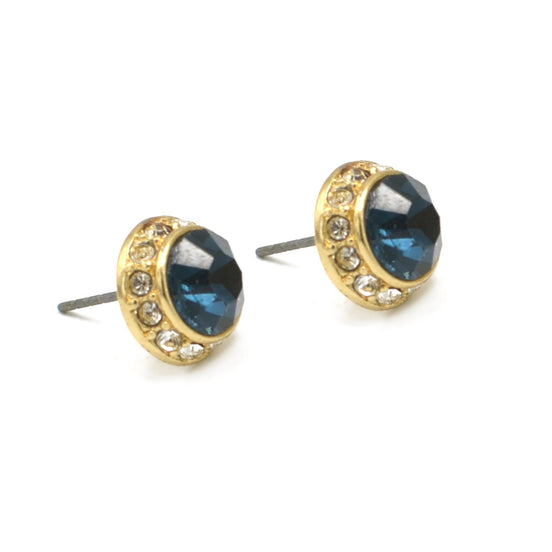 GOLD NAVY CRYSTL POST EARRING# GFE2053GDNAVY