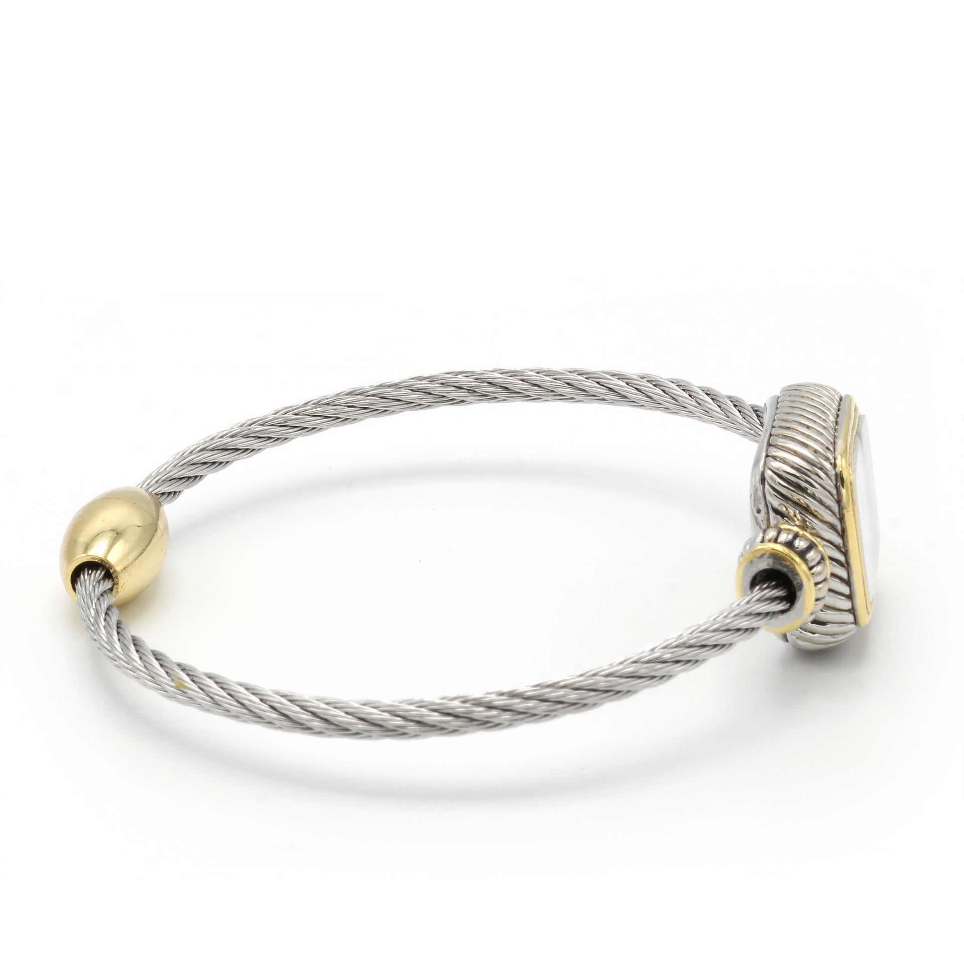 TWO TONE MOTHER OF PEARL CLASSIC CABLE BRACELET #12506BRMOP (FC5)