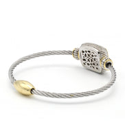 TWO TONE MOTHER OF PEARL CLASSIC CABLE BRACELET #12506BRMOP (FC5)