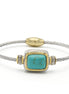 TWO TONE TURQUOISE CLASSIC CABLE BRACELET #12506BRTURQ