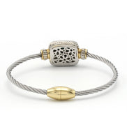 TWO TONE TURQUOISE CLASSIC CABLE BRACELET #12506BRTURQ
