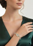 Two-Tone Pavé Crystal Engraved Classic Cable Bracelet#12506BRTT (FC12)