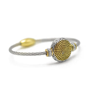 Two Tone Round Gold Dots Twisted Rope Bracelet #42305BR (FD10)