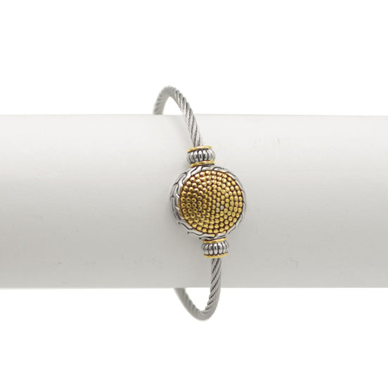 Two Tone Round Gold Dots Twisted Rope Bracelet #42305BR (FD10)