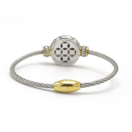 Two Tone Round Gold Dots Twisted Rope Bracelet #42305BR (FD10)
