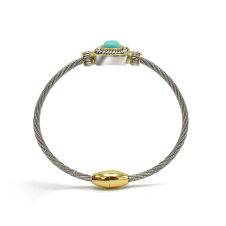 Two Tone Turquoise Classic Cable Magnetic Bracelet #73014BRTURQ (FH13)
