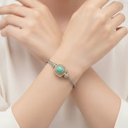 Two Tone Turquoise Classic Cable Magnetic Bracelet #73014BRTURQ (FH13)