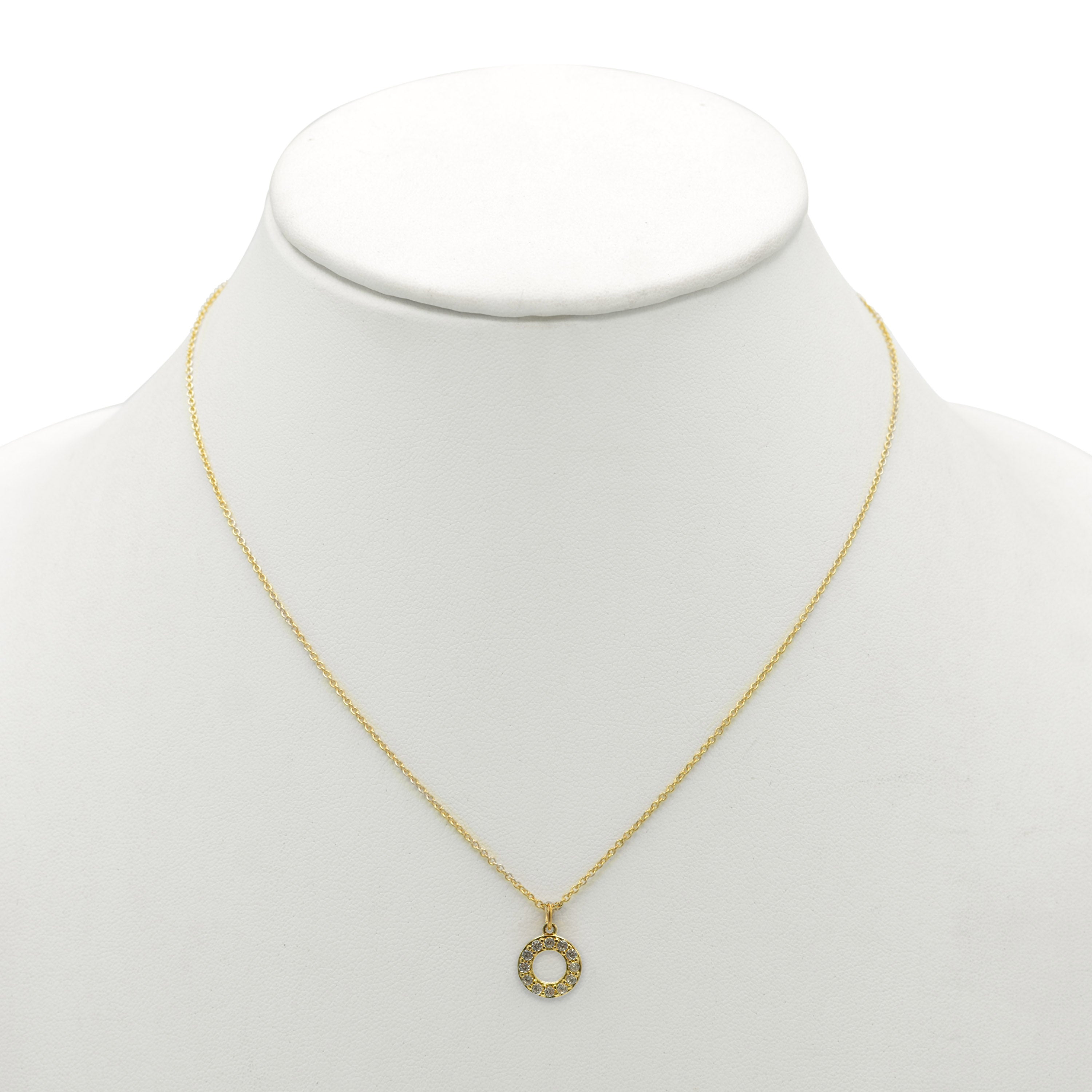 Gold Circle Crystal Pendant Necklace – 18